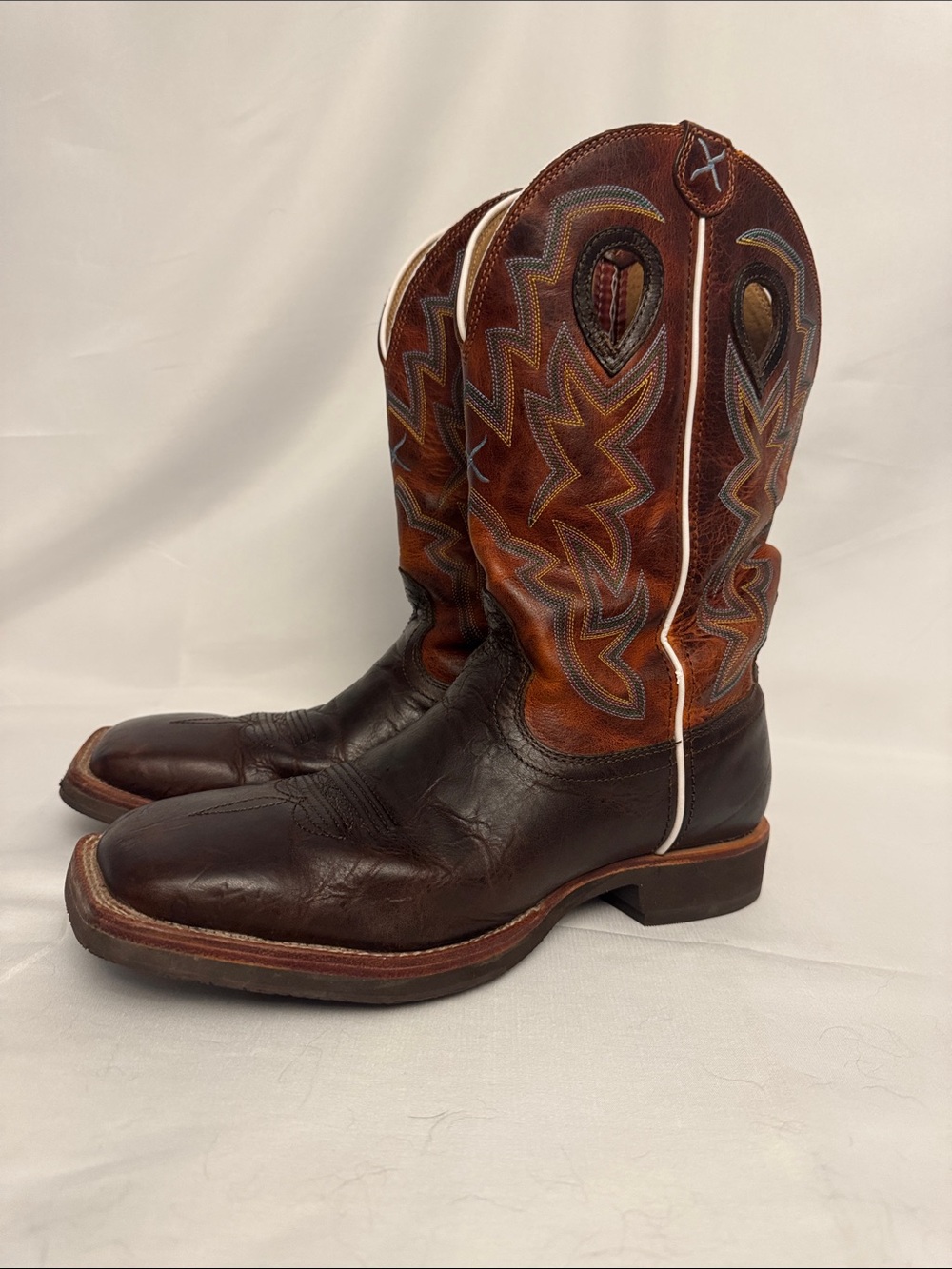 Twisted X Horseman Boots Mens 8 EE W Brown Leather Square Toe Crepe Sole MHM0014